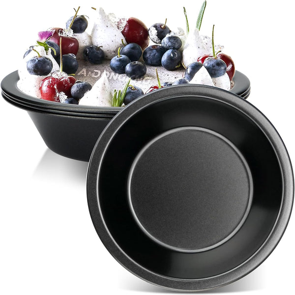 5 Inch Small Pie Pan, 4 Pack Nonstick Round Tins for Cake, Bread, and Meat Baking