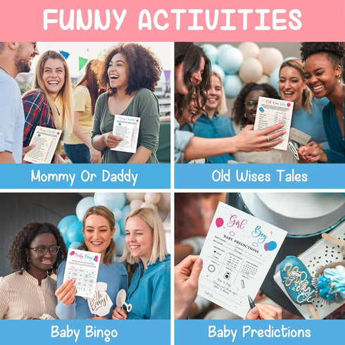 4 Woodamore Baby Gender Reveal Games For Guests - Funny Baby Shower Games For Gender Reveal Party Decorations, Boy