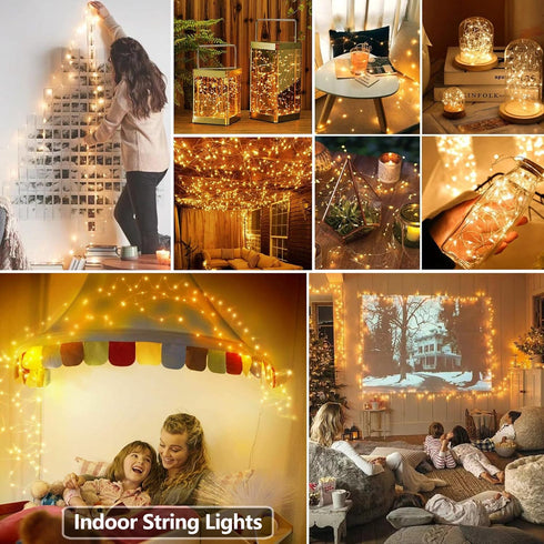Joomer 4 Pack 16FT 50 LED Fairy Lights Battery Operated, Each LED Cuttable Starry Lights with Timer for Bedroom