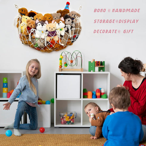 YKBU Hammock (Cream,49" Stuffy Animal Net for Stuffed Animals Storage Macrame Stuffed Animal Toy Display Plush Toy