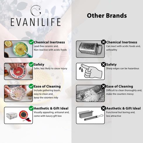4 Ceramic Garlic Grater Plate - Handmade Pcs Press - Natural Grinder - Decorative Mincer - Ginger, Cheese Grater - Hand