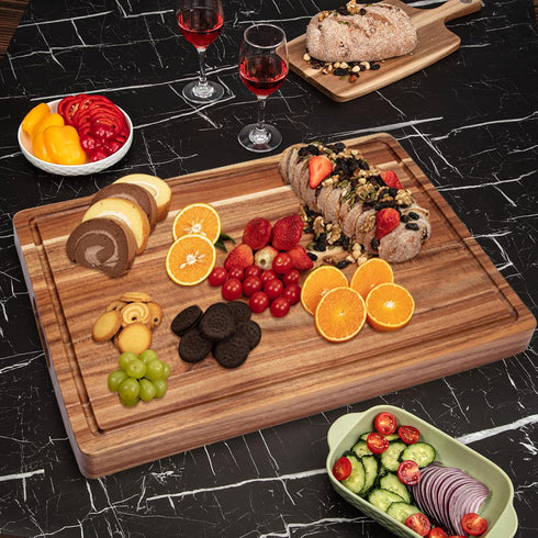 GAOMON 20" 15" Large Wooden Cutting Board for Kitchen, x Acacia Wood Butcher Block Cutting Board with Juice Groove