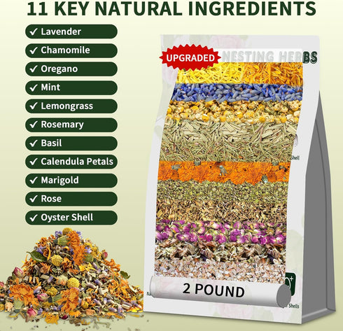 32 oz 11 BGraceyy Chicken Nesting Herbs Natural Dried Herb Blend with Marigold for Chicken Coop & Roost Refresh