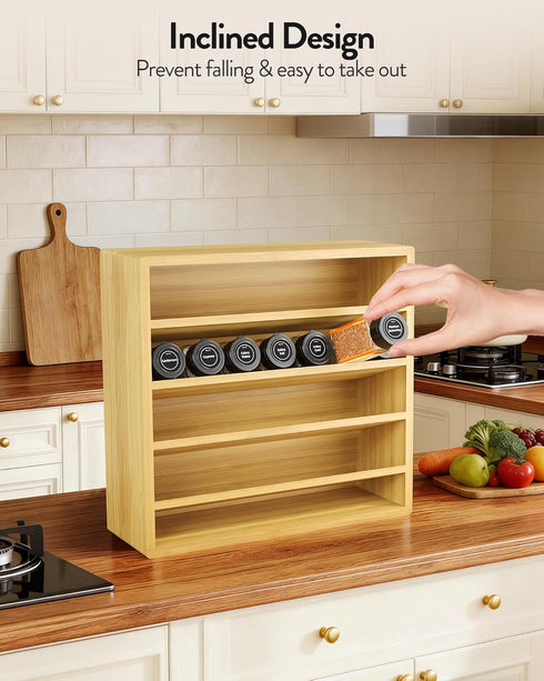 4 Countertop, 13.18 4.13 12.2 inches(Spice Orimade Tier Spice Rack Organizer for Cabinet, Freestanding Bamboo Seasoning