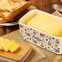 2 porcelain butter dish with lid, Natural bamboo lid, seal included for airtight butter dish, butter holder easily fits