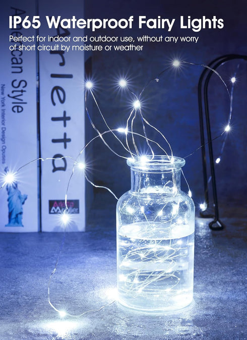 6 Pack 7ft 20 Minetom Fairy Lights Battery Operated String Lights - LED Waterproof Silver Wire Firefly Lights