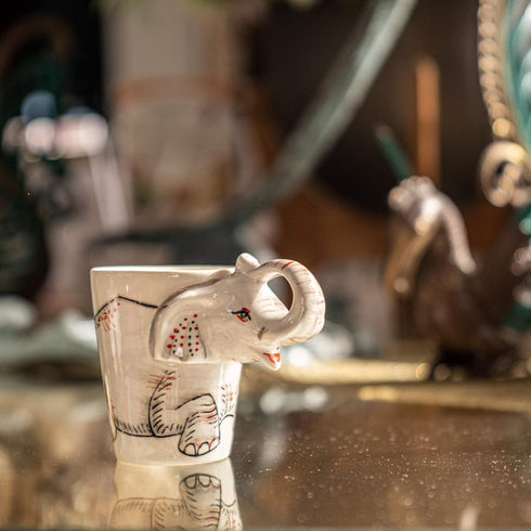 IYARA CRAFT 3D Elephant Coffee Mug 11oz - Sculpted Trunk Handle, Quality Ceramic, Microwave & Dishwasher Safe