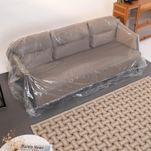Heavy-Duty Plastic Sofa Couch Cover, Waterproof Clear Furniture Protector for Moving, Dust-Proof Bag 96 x 42 x 62 Inch