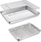 P&P CHEF 4 PCS Toaster Oven Pans Trays with Racks Set, Stainless Steel Small Baking Pan and Cooling Rack