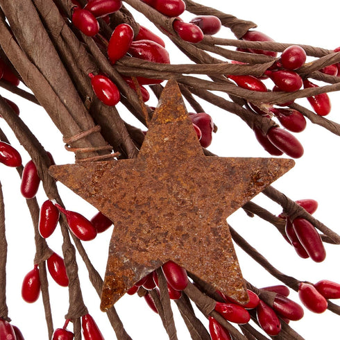 40 Inch CWI Pip Berry and Star Garland - - Artificial Garland for Mantle, Arch, Table, and Entryway - Red & Burgundy