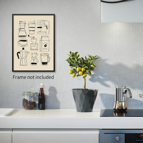 enttgo 16x24 inch Moka Pot Espresso Poster Black And White Coffee Canvas Wall Art Minimalist Painting Prints for Coffee