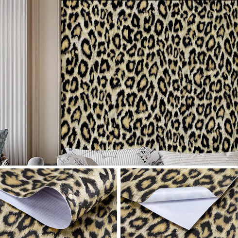 Leopard Print Peel and Stick Wallpaper, Self Adhesive Contact Paper for Cabinets, 17.7" x 117" Decorative Liner