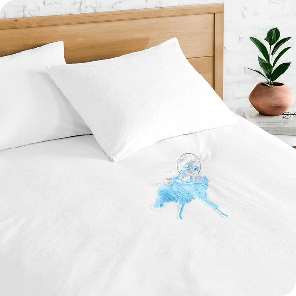 Bare Home Full Extra Long Mattress Protector - Premium 100% Waterproof, Cooling, Vinyl Free (Full XL, White)