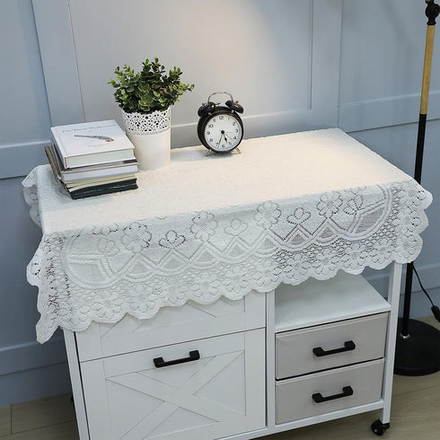 SynHHergyx 35 35 Inch Small Square Tablecloth Lvory Lace Tablecloth Side Table Cover Crochet Tablecloth for Round