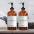 16 OZ Thick Amber Glass Soap Dispenser with Plastic Pump, 2 Pack, Hand and Dish Soap Dispenser Set with Labels