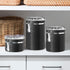 62 oz, 5" 7.5". Oggi Stainless Steel Kitchen Canister fl Black - Airtight Clamp Lid, Clear See-Thru Top - Ideal