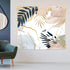 KOMLLEX Boho Abstract Tapestry 59Wx51H Mid Century Geometric Minimalist Wall Hanging Pink Blue Gold Leaves Decor
