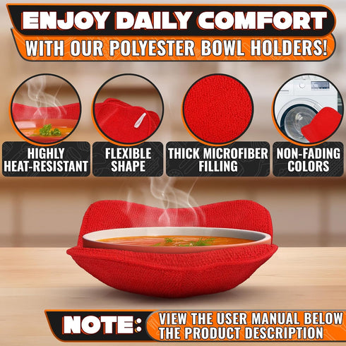 6 Cozy 6.5" 7.1" Pcs Soup Bowl Holders for Hot Food Microfiber Fabric Heat-Resistant Soup Bowl Warmers for Kitchen