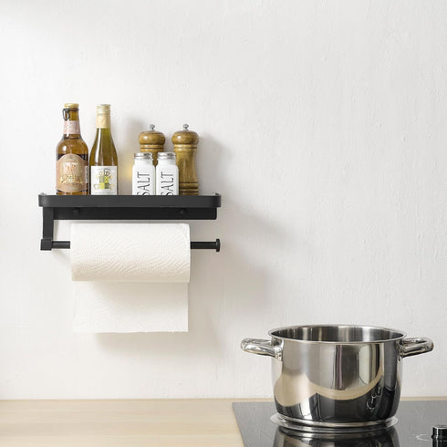 JOOM Hand Towel Holder for Bathroom -Paper Towel Holder Wall Mount - for Bathroom Black Paper Towel Holder with Shelf