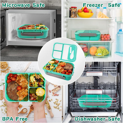 FITHOME Leakproof Bento Box with Compartments, Reusable Lunch Box for Adults, Perfect Size for Work Meal