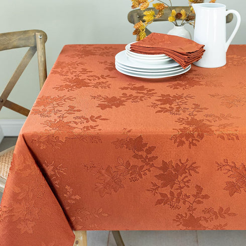 Benson Mills Tablecloth, Countryside Leaves Damask Fabric Tablecloth, Fall, Harvest & Thanksgiving