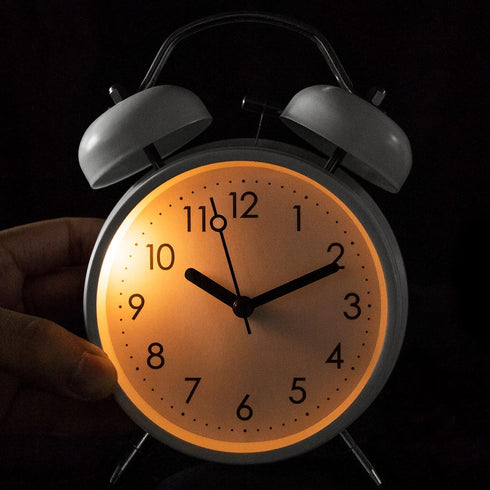 PILIFE 4 inch Analog Alarm Clock, Super Silent Non-Ticking Twin Bell with Backlight, Battery Operated