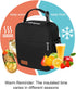 Durable Lunch Box for Men & Women, Reusable Small Lunch Bag in Black for Adults