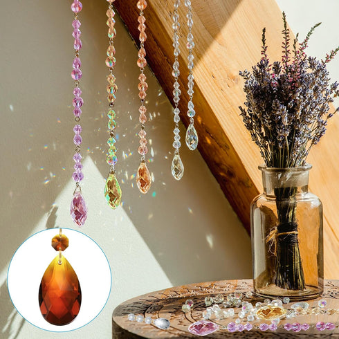 5 Pack 135mm PATIKIL Teardrop Crystal Chandelier, Length Prisms Part Dark Amber