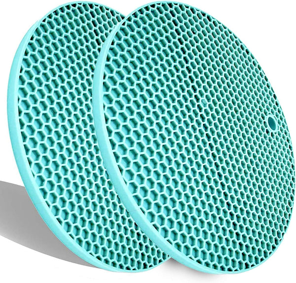 Extra Thick Silicone Trivets Heat Resistant Pot Holder and Oven Mitts, Set of 2 Flexible Mats for Countertop