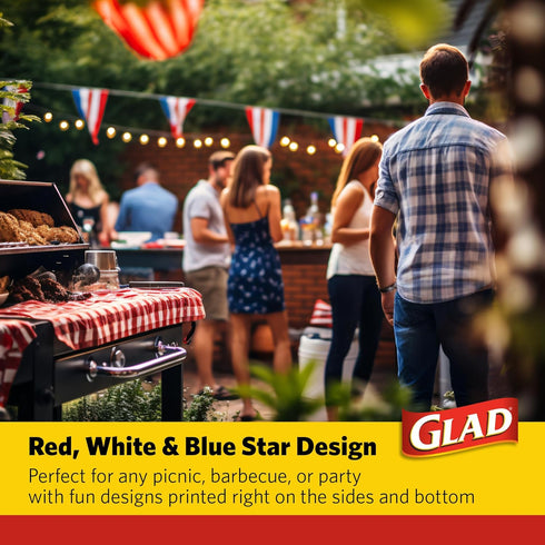 Glad Disposable Aluminum All Purpose Pans, Red, White & Blue Stars, 3ct with Lids, 12.5” x 10.2”