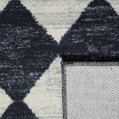 2x3 Lahome Zelie Moroccan Trellis Area Rug, Small Black Checkered Entryway Rug Non Slip Kitchen Mat, Stain Resistance