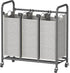 HOMEIJU 3-Bag Laundry Sorter, Laundry Hamper Cart with Heavy Duty Rolling Lockable
