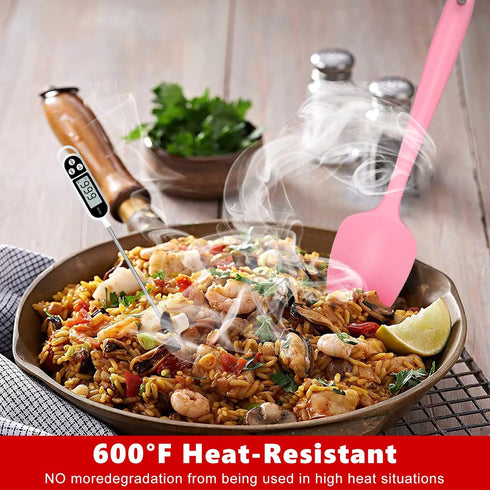 Heat Resistant 6pcs Silicone Spatulas Set, Non-Stick Mixing Utensils with Stainless Steel Core, BPA-Free Rubber for