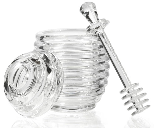 Prodyne Acrylic Honey Jar with Server, Medium Off-white