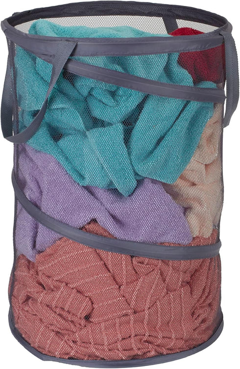 Household Essentials 2027-1 Pop-Up Collapsible Mesh Laundry Hamper in Charcoal