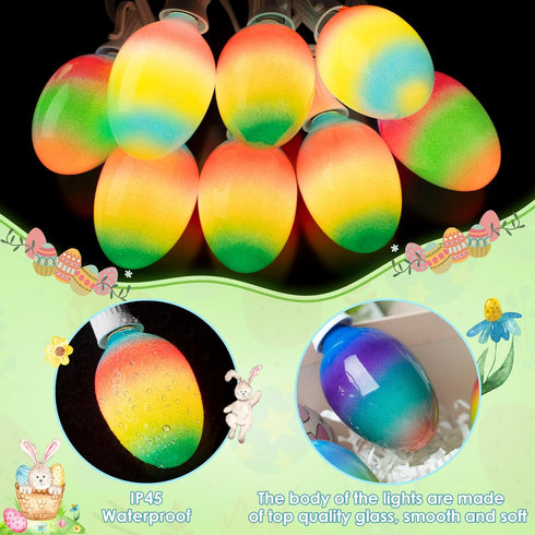 1 Pack 10.5FT Enhon Easter Egg String Lights, Multi-Color Pastel LED Egg Lights, End-to-End Connectable String Light