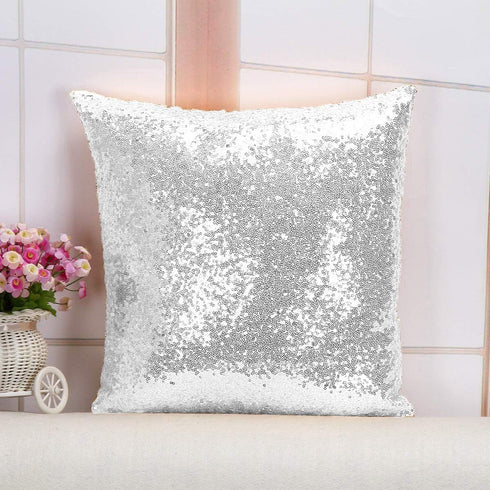 ShinyBeauty 24x24-Inch Silver Sequins Pillow Case - Decorative Throw Pillow Covers for Sofa Accent Toss Pillows