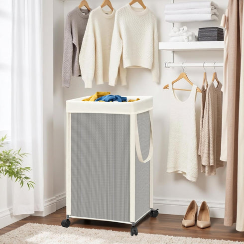 90L (23.7 STORAGE MANIAC Laundry Hamper with Wheels, Gal) Large Tall Rolling Laundry Basket with Removable and Washable