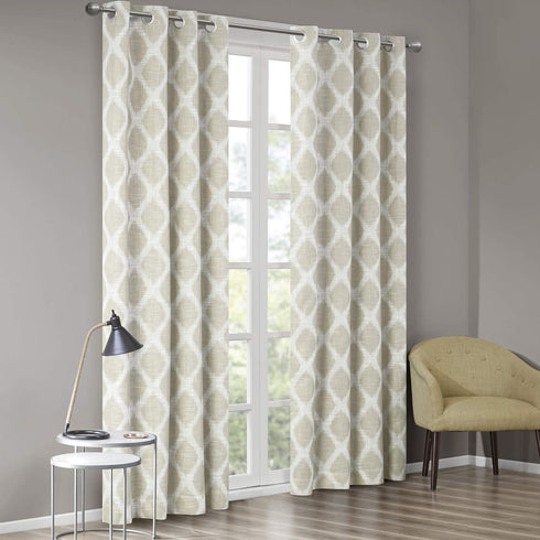 Sun Smart Blakesly Blackout Curtains, 50" x 84", Ikat Print, Thermal Insulated Light Blocking Drape