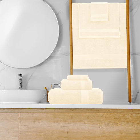 8-Piece Set 100% 2 27x54, 16x28, 4 13x13 GLAMBURG Ultra Soft Towel - Pure Ringspun Cotton, Contains Oversized Bath