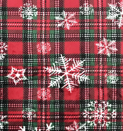 Cozy Christmas Holiday Plaid Throw Blanket with Snowflakes: Soft Accent for Sofa Couch Chair Bed or Dorm, Red Green