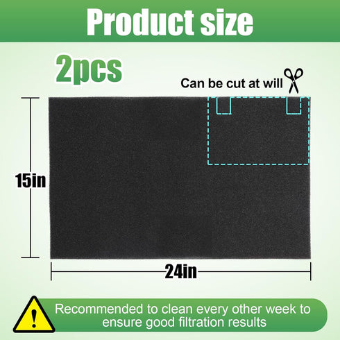 2 Pcs Window Air Conditioner Filters, 24 x 15 x 1/4 in Cut to Fit Foam Replacement for FRIEDRICH, GE, HEPA