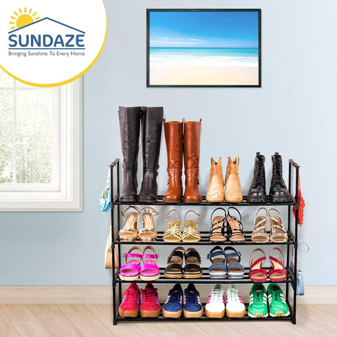 4 Closet, 20 Sundaze Shoe Rack - Tier Metal Shoe Rack for Front Door Entrance, Sturdy Long Shoe Organizer for Bedroom