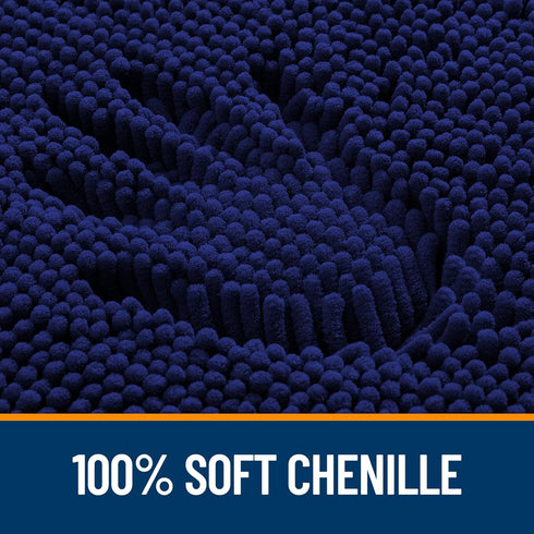 OLANLY Toilet Rugs U-Shaped 24x20 - Extra Soft Absorbent Chenille Bathroom Rugs, Non-Slip, Machine Washable Navy