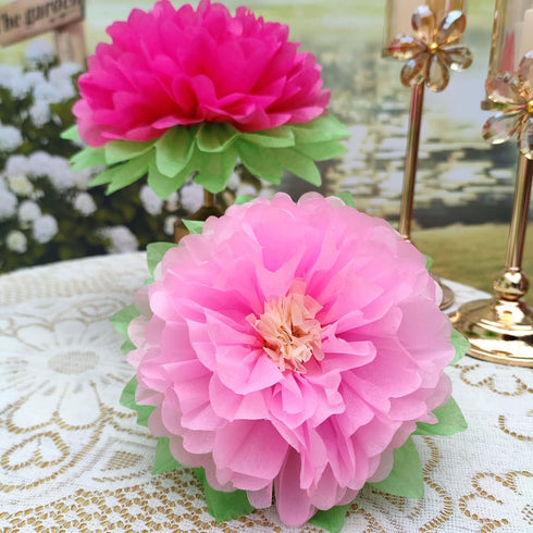 Pink Paper Flower Pack of 9 for Wedding Centerpiece, Birthday Party Backdrop, Nursery Room Wall Decoration