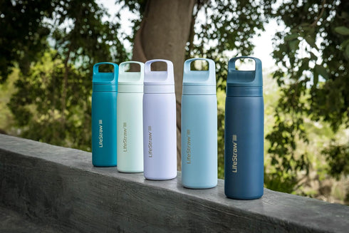 LifeStraw Go Series - Double Wall BPA-Free Vacuum Insulated 18 oz Water Filter Bottle, Laguna Teal