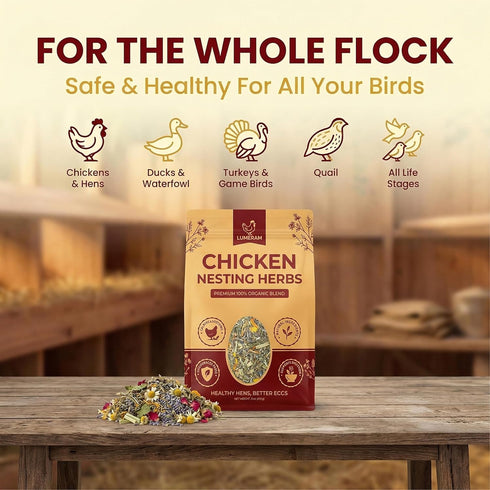 LUMERAM 21oz 100% Premium Chicken Nesting Herbs Organic Nesting Chicken Herbs for Laying Hens Coop Bedding Freshener