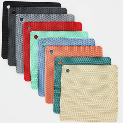 Smithcraft Orange Silicone Trivets for Hot Dishes, Heat Resistant Pot Holders Mats for Kitchen, Flexible Table Plate