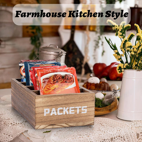 Seasoning Packet Organizer, Food Packet Storage Caddy with 4 Compartments for Kitchen Pantry Cabinet Organization