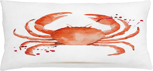 Pack 2, 2 Pcs-36" 16", Ambesonne Crabs Pillow Cushion Cover of Sea Animals Theme in Watercolor Style Effect a Big Crab